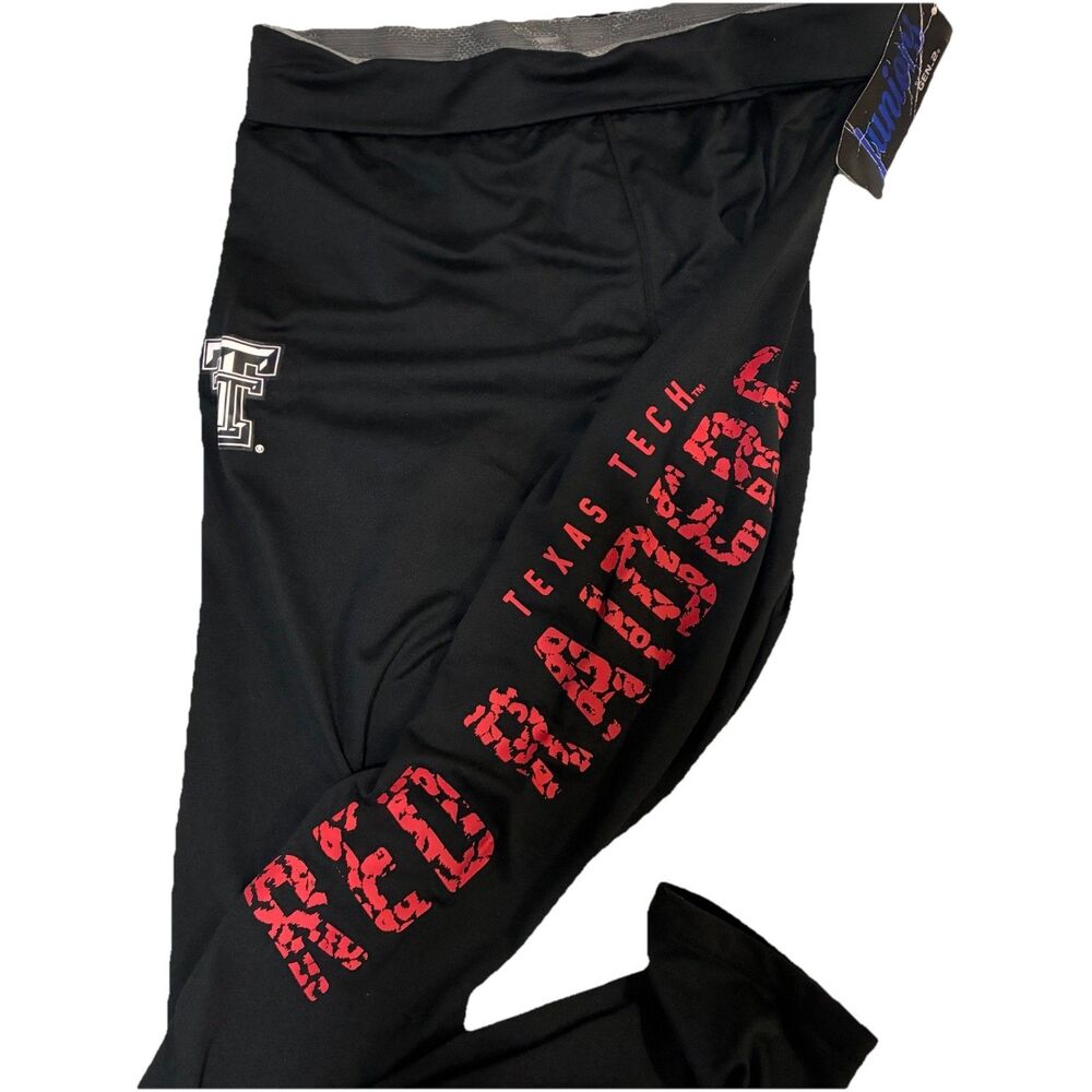 Texas Tech Fold Over Y2K Red Raiders Leggings Black NCAA Athletic Yoga Pants NWT